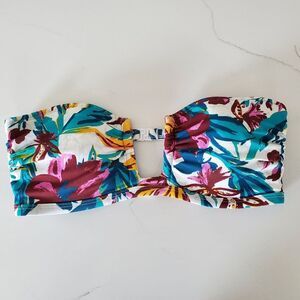 Out From Under Women's Swim Top Medium Floral Bandeau Strapless Bikini Top
